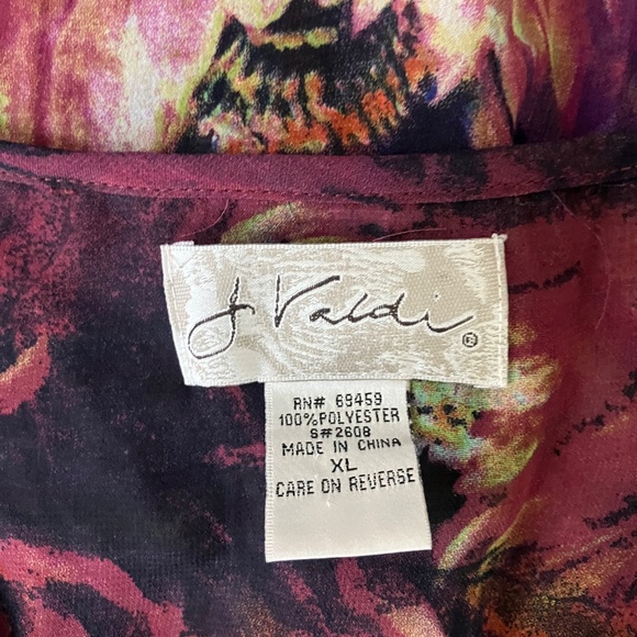 J VALDI Multicolor Floral Print Sheer Poncho Caftan Blouse - Picture 5 of 5